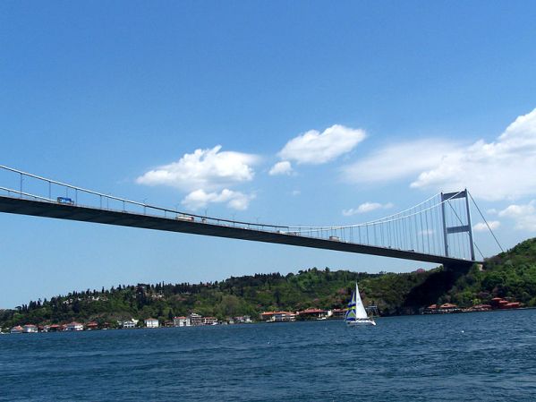 Fatih Sultan Mehmet Bridge over the Bosporus Straits in Istanbul was built in the 20th century 