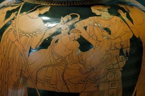 The child Herakles strangling the snakes sent by Hera